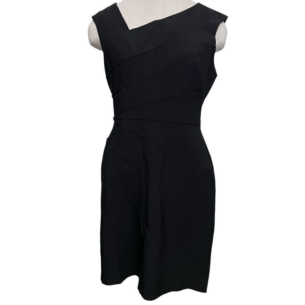 White House Black Market sleeveless black knee length cocktail dress size 6